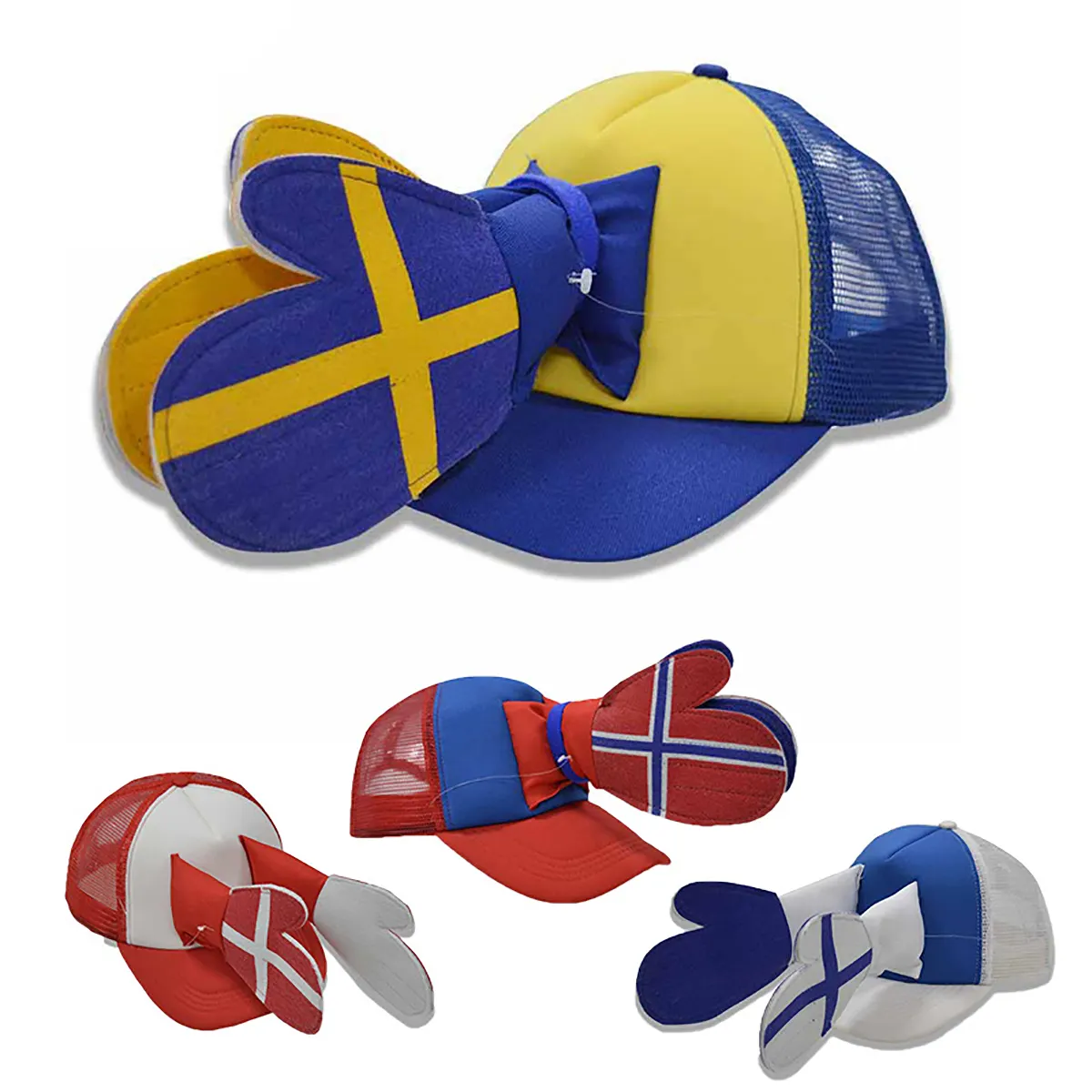WK2022 İsveç klaphat tokmağı şapka eller danimarka orijinal alkış şapka Klaphatten kap
