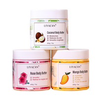 Beurre corporel nourrissant au beurre de karité biologique végétalien 200 ml pour usage quotidien, avec mangue, noix de coco et rose, hydratation intense pour femmes