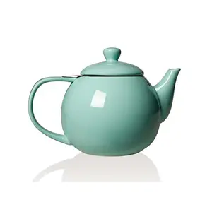 SAKI Porcelain Teapot, 48 Ounce Tea Pot with Infuser, Loose Leaf and  Blooming Tea Pot - Black 