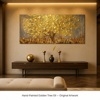 Tableau mural en relief « Arbre à Argent Porte-Bonheur » avec couteau à palette pour salon, décoration Feng Shui pour la prospérité