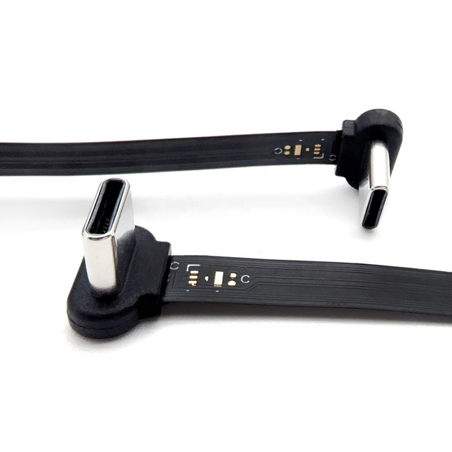 90 Degree Type-C Male to Male USB C Charging FPC Soft Flat Flexible Cable 150mm Full-Function Adapter Cable