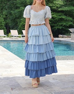 Multi Layered Empire Waist Chiffon Breathable Anti-static Casual <b>Wrap</b> <b>Skirt</b> casual <b>skirt</b> - Product Image 1