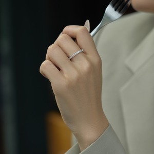 Dylam Dainty Tiny Design Anneaux fins <span class=keywords><strong>Cercle</strong></span> en argent sterling 925 5A Cubic Zircon Eternity Band Bagues de fiançailles pour mariage - Product Image 6