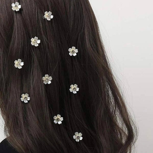 Teumshein Pinzas para el cabello con forma de flor blanca y diamantes de imitación, accesorios decorativos para el cabello trenzado para mujer, boda, estilo europeo, 10 Cm - Product Image 4