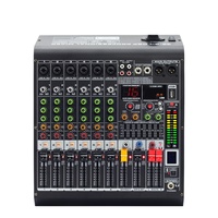 Console de mixage professionnelle Green Audio GAX-MC6 Pro 6 canaux Bluetooth avec effet de réverbération, mixeur USB pour karaoké à domicile