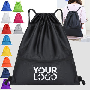 Promotional Custom Nylon Shopping Drawstring Bag With Logo Wholesale Nylon Carry Draw String Gym Bag Sports Backpack Bag