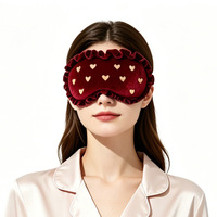 Masque pour les yeux en dentelle velours rouge bordeaux - Conception confortable pour l'ombrage, idéal pour le bureau/la pause déjeuner, style épuré, personnalisation du logo