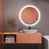 Miroir LED de salle de bain imperméable, anti-buée, anti-explosion, verre sécurisé, affichage de l'heure/température, certifié CE UL, hôtel, salon