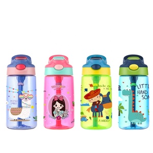 Botella de Agua de Plástico Colorida con Pajita, Botella de Agua Infantil para la Escuela de 480 ml, con Diseño de Dibujos Animados - Product Image 6