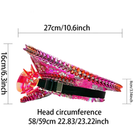 Chapeaux de Capitaine Steampunk Rose Vif avec Strass, Vente en Gros, 3 MOQ, pour Festivals et Fêtes (Burning Man)