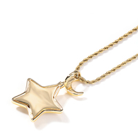Collier pendentif étoile lune en Zircon glacé, pendentif de dessin animé pour hommes et femmes