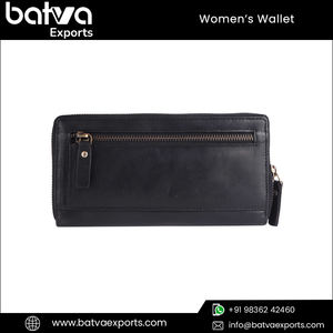 Portefeuille élégant bloquant la RFID pour femmes de grande capacité Gamme exclusive en cuir véritable pleine fleur avec doublure en coton Design long - Product Image 2