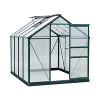 Grande serre de jardin de 6x8 pieds cadre en aluminium décoration vert foncé pour plantes couverture nature fenêtre en bois pour plantes