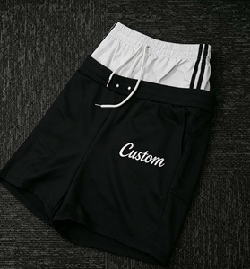 Custom Logo 320G Heavyweight Double <b>Layer</b> Waist Shorts Vintage Streetwear Patchwork Shorts - Product Image 3