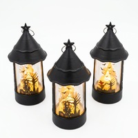 Wondise Halloween Projection Snow Globe Timer Baterai Dapat Dioperasikan Lampu Berputar Air Berkilauan Patung Lentera Lampu Suasana Kastil