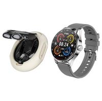 Montre connectée 2-en-1 avec écouteurs sans fil, appels Bluetooth, musique, moniteur de fréquence cardiaque, suivi du sommeil, réveil, sport magnétique, batterie 4 jours