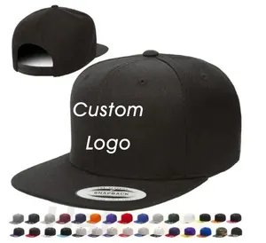 Grosir Topi Olahraga Panel 5/6 Berkualitas Tinggi Desain Kustom Topi Snapback Pria Cetak Logo Bordir Puff 3D Topi Hip Hop