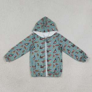 เสื้อเด็กผู้ชาย BT0751 ลายเป็ดสีเขียว ผ้าสแปนเด็กซ์/โพลีเอสเตอร์ ระบายอากาศได้ดี แขนยาวปกติ คอกลม ซิปหน้า สวมใส่สบาย เหมาะสำหรับฤดูร้อน - Product Image 2