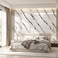 Panneau mural en PVC imitation marbre avec revêtement UV, facile à installer, anti-rayures, pour décoration intérieure