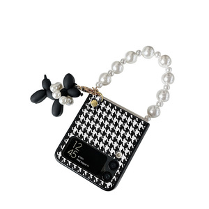 Perle Dragonne Chaîne Écran Pliable Flipable INS Style Petit Chien Pendentif Téléphone étui pour samsung Galaxy zflip5 zfold4 w24flip - Product Image 6