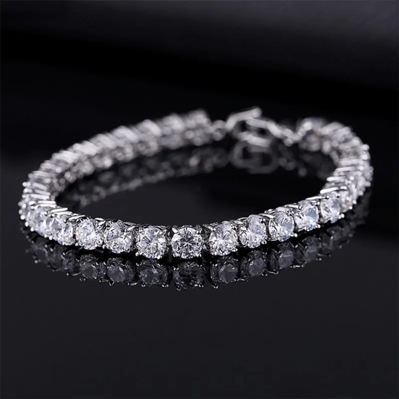 Luxury 4mm Tennis Bracelet Gold Silver Plated Cubic Zirconia Jewelry Iced out Chain Crystal Diamond Bracelet for Women