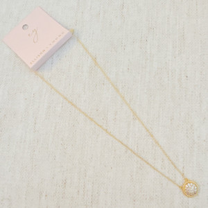 Collier pendentif cercle doré avec pierres de type diamant, chaîne délicate pour femme - Product Image 2