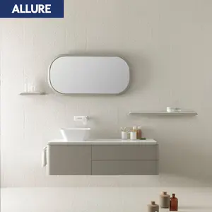 Allure pannello truciolare acrilico compensato automatico marmo in legno massello cosmetico francese grigio deposito bagno specchio armadi di vanità