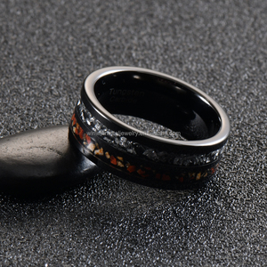 Đen vonfram vô hình thiết lập người đàn ông khủng long xương Thiên Thạch Inlay Nhẫn cưới cổ điển engagement món quà kỷ niệm - Product Image 5