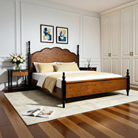Cadre de lit Queen Size en bois massif, style Mid-century, écologique, lit double, mobilier de chambre vintage français pour la maison