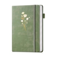 Carnet A5 en cuir PU avec estampage doré floral, couverture rigide, logo personnalisé, papeterie, fournitures de bureau, agenda avec porte-stylo