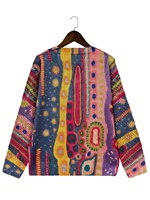 Suéter de Mujer con Cuello en V, Diseño Calado, Patrón a Cuadros, Hombros Regulares, Ligeramente Holgado, Casual, Transpirable, 100% Poliéster, 300g, Tejido de Punto