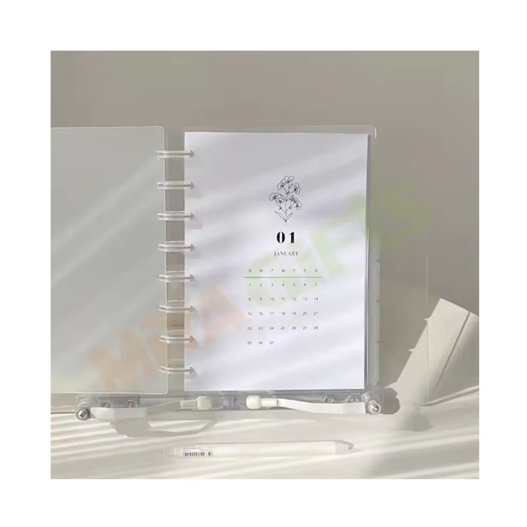 Пользовательские A5 junior half letter 8 discbound фольгированный логотип прозрачный пластиковый матовый чехол планировщик Органайзер набор блокнотов