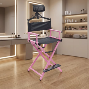 Chaise de maquillage pliable en métal simple et élégante, mobilier de salon professionnel portable avec design écologique, fonctionnalités réglables - Product Image 1