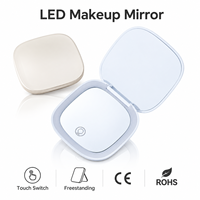 Miroir de Maquillage de Table à Double Face avec LED, Interrupteur Tactile, Design Autoportant Réglable pour Chambre à Coucher et Usage Quotidien