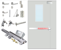 Portes battantes doubles en acier inoxydable ignifugées, finition résistante au feu, pour usage intérieur, jardin, garage, hôpital