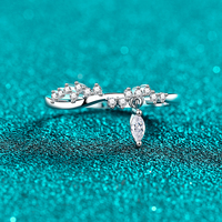 Bague Éternité Classique Empilable en Argent Sterling 925 Plaqué Rhodium avec Moissanite Taille Marquise Sertie en Canal, Bijou de Mariage