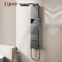 Panneau de douche numérique LED Fyeer Gun Grey Big Shower Head