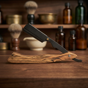 MORGANS INDUSTRIES Stainless Steel Handle Straight Razor Single Blade for <b>Men</b> Barber Shop & Outdoor Use - Product Image 1