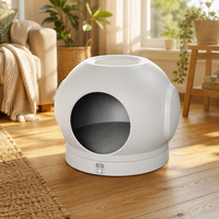 Lit pour chat chauffant intelligent classique, type capsule spatiale, avec enclos supérieur, fonction de pesée en temps réel, démarrage/arrêt automatique, 20-28°C, construction en ABS, tout inclus