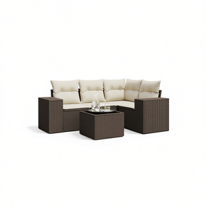 Medium Module Brown Pe <b>Rattan</b> Garden <b>Sofa</b> Set 4 Seater Weather Resistant Outdoor Furniture Contemporary Design - Product Image 1