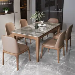 Table de salle à manger en pierre frittée brillante de luxe élégante italienne à bas prix