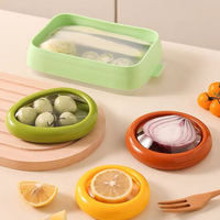 Boîte de conservation en silicone pour fruits et légumes, écologique, non toxique, imprimée, support pour avocat, réutilisable, pour réfrigérateur, garde au frais