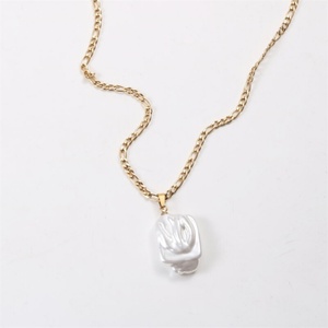 Collar con Colgante de Perla de Forma Cuadrada Irregular Creativa, Cadena de Acero Inoxidable Chapada en Oro de 18k para Mujer, Regalo de Aniversario, Fiesta - Product Image 6