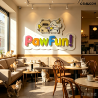 Enseigne LED Murale Personnalisée OEM en Gelée 3D avec Lettres, Motifs Animaux Mignons et Dessins Animés pour Publicité et Décoration Intérieure de Magasins pour Enfants