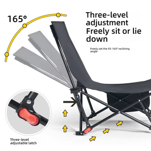 Deluxe Outdoor Picnic Portable Folding <b>Backpack</b> Aluminium Custom Print Beach Lounge Chair With <b>Cooler</b> Towel bar - Product Image 2