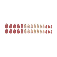 Capsules d'ongles style Ins, courtes, en forme d'amande, à porter, détachables, motifs floraux frais, 30 pièces