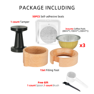 1 kit de dosettes de café réutilisables compatible avec les filtres <span class=keywords><strong>Vertuo</strong></span> Makers avec couvercles scellés en feuille et support de remplissage et inviolable double face - Product Image 2