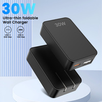 Schitec Design Compact US Plug réglable double usb A + C rapide 30w Max Gan USB C Chargeur pour ipad, iphone et sumsung