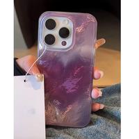 IPhone 15 için uygun Pro Max durumda, yeni degrade derin mor kalp darbeye telefon kılıfı