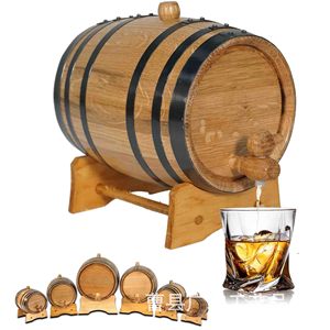 Fût à vin en bois massif 1500 ml avec robinet pour le stockage de bière et de whisky, usage domestique - Product Image 1